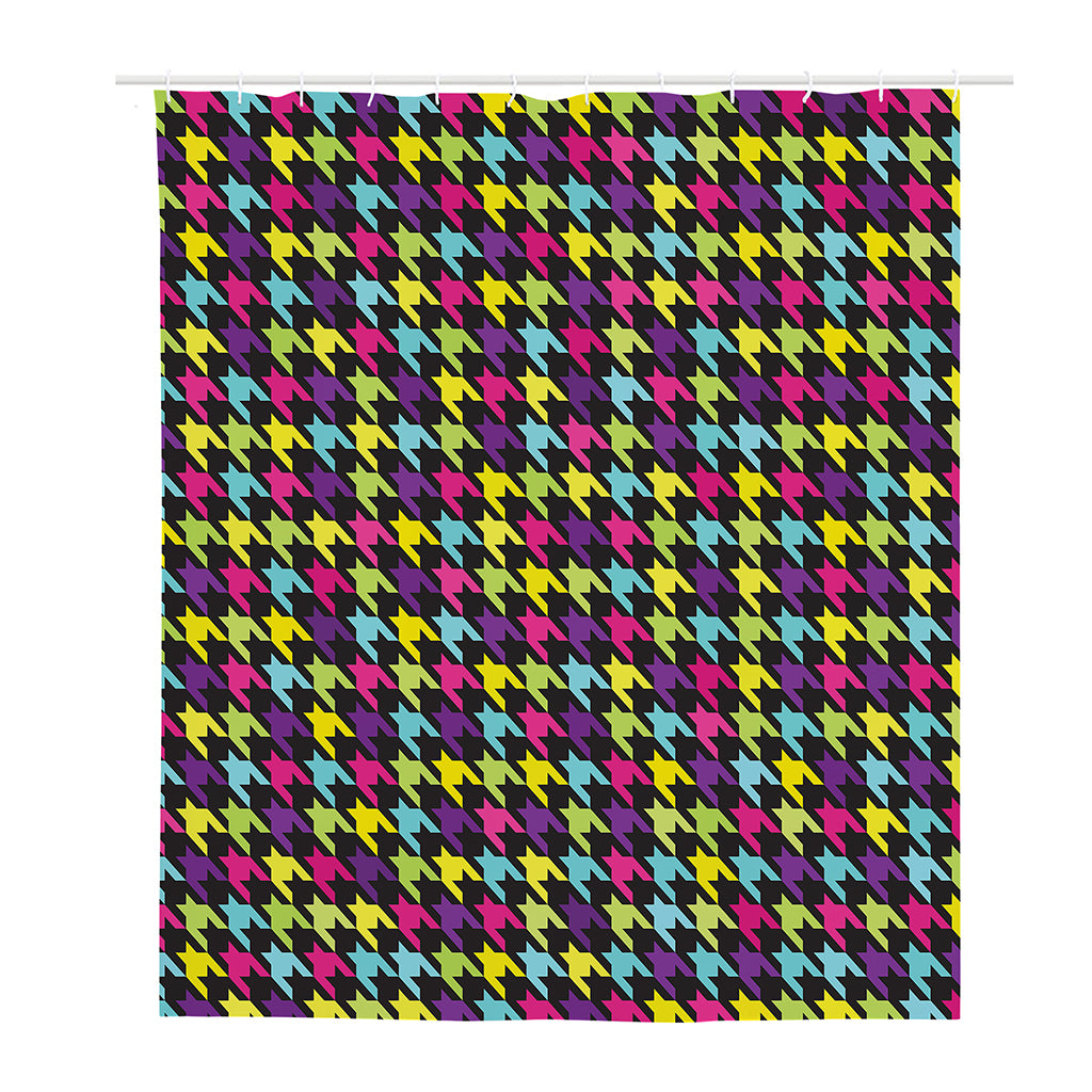 Colorful Houndstooth Pattern Print Polyester Shower Curtain