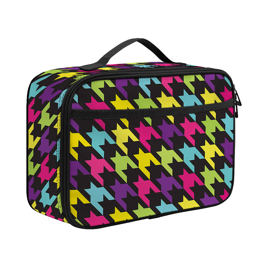Colorful Houndstooth Pattern Print Portable Lunch Bag