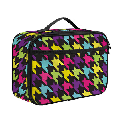 Colorful Houndstooth Pattern Print Portable Lunch Bag