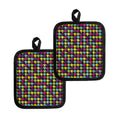 Colorful Houndstooth Pattern Print Pot Holders