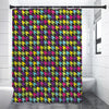 Colorful Houndstooth Pattern Print Premium Shower Curtain