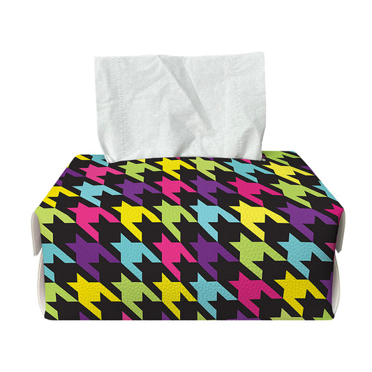 Colorful Houndstooth Pattern Print Rectangle Tissue Box Cover