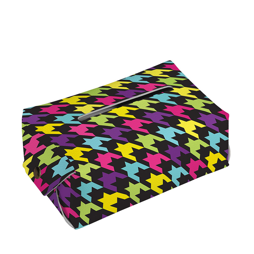 Colorful Houndstooth Pattern Print Rectangle Tissue Box Cover