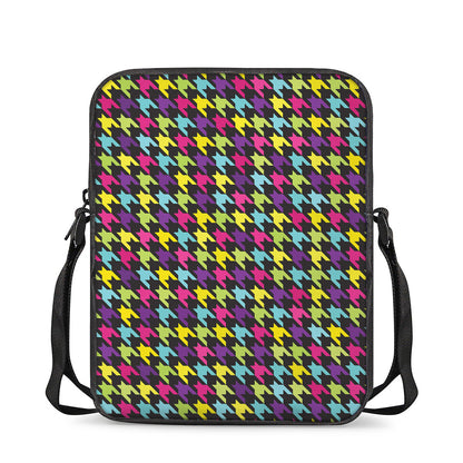 Colorful Houndstooth Pattern Print Rectangular Crossbody Bag