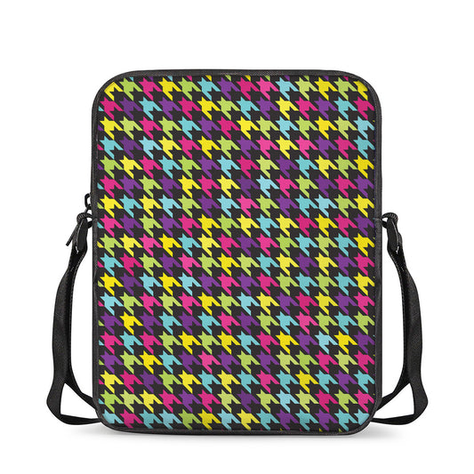 Colorful Houndstooth Pattern Print Rectangular Crossbody Bag