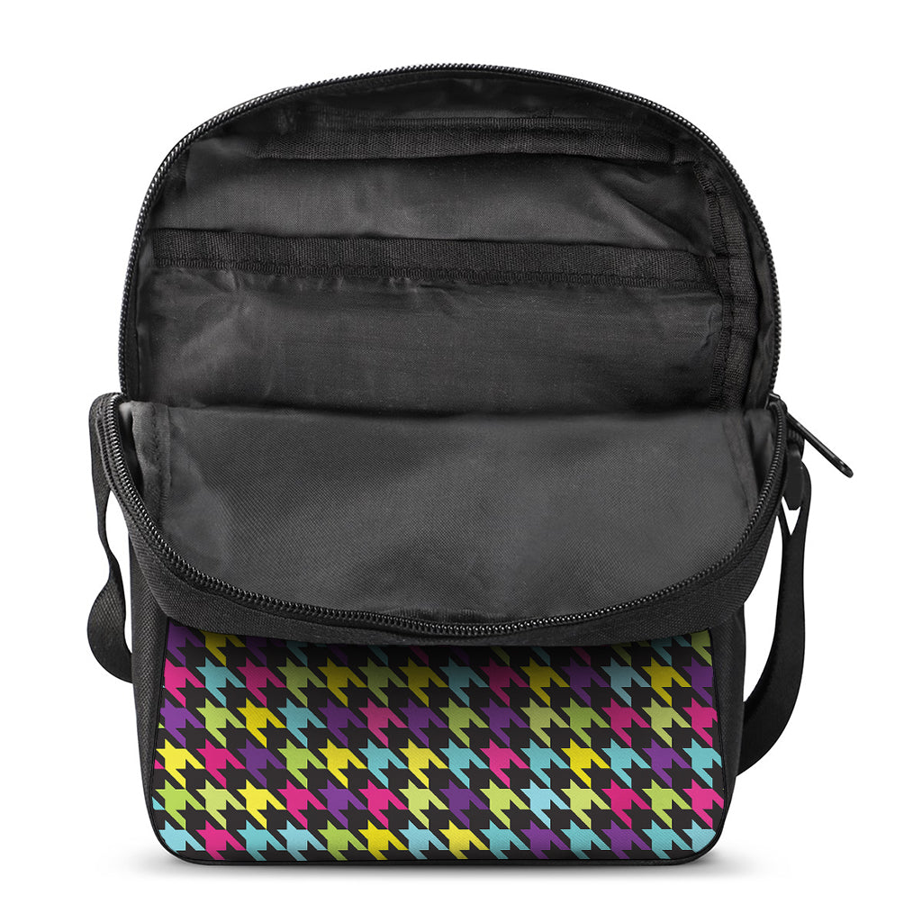 Colorful Houndstooth Pattern Print Rectangular Crossbody Bag