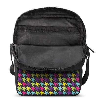 Colorful Houndstooth Pattern Print Rectangular Crossbody Bag