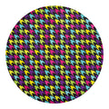 Colorful Houndstooth Pattern Print Round Blanket