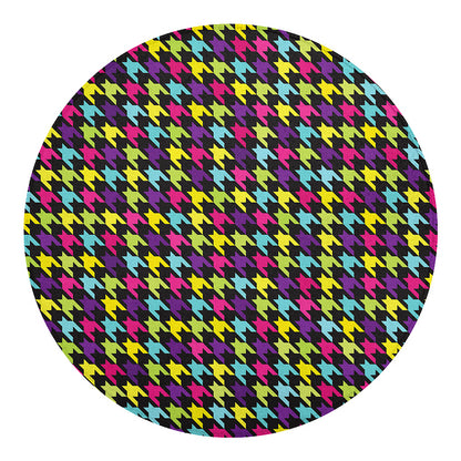 Colorful Houndstooth Pattern Print Round Blanket