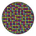 Colorful Houndstooth Pattern Print Round Floor Mat