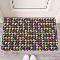 Colorful Houndstooth Pattern Print Rubber Doormat