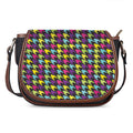Colorful Houndstooth Pattern Print Saddle Bag