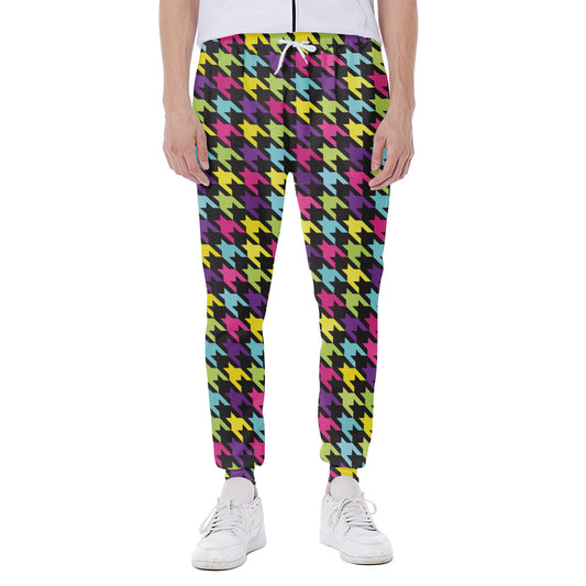 Colorful Houndstooth Pattern Print Scuba Joggers