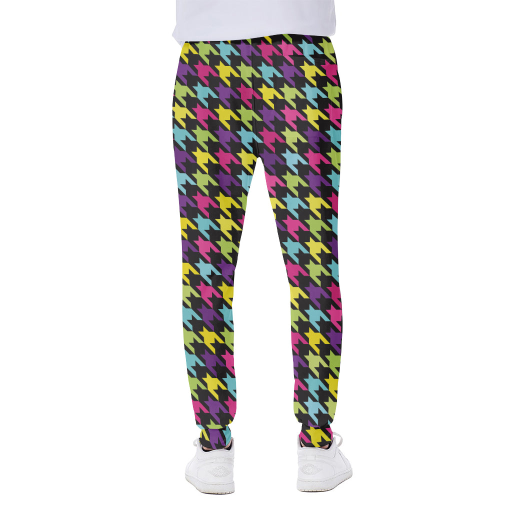 Colorful Houndstooth Pattern Print Scuba Joggers