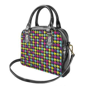 Colorful Houndstooth Pattern Print Shoulder Handbag