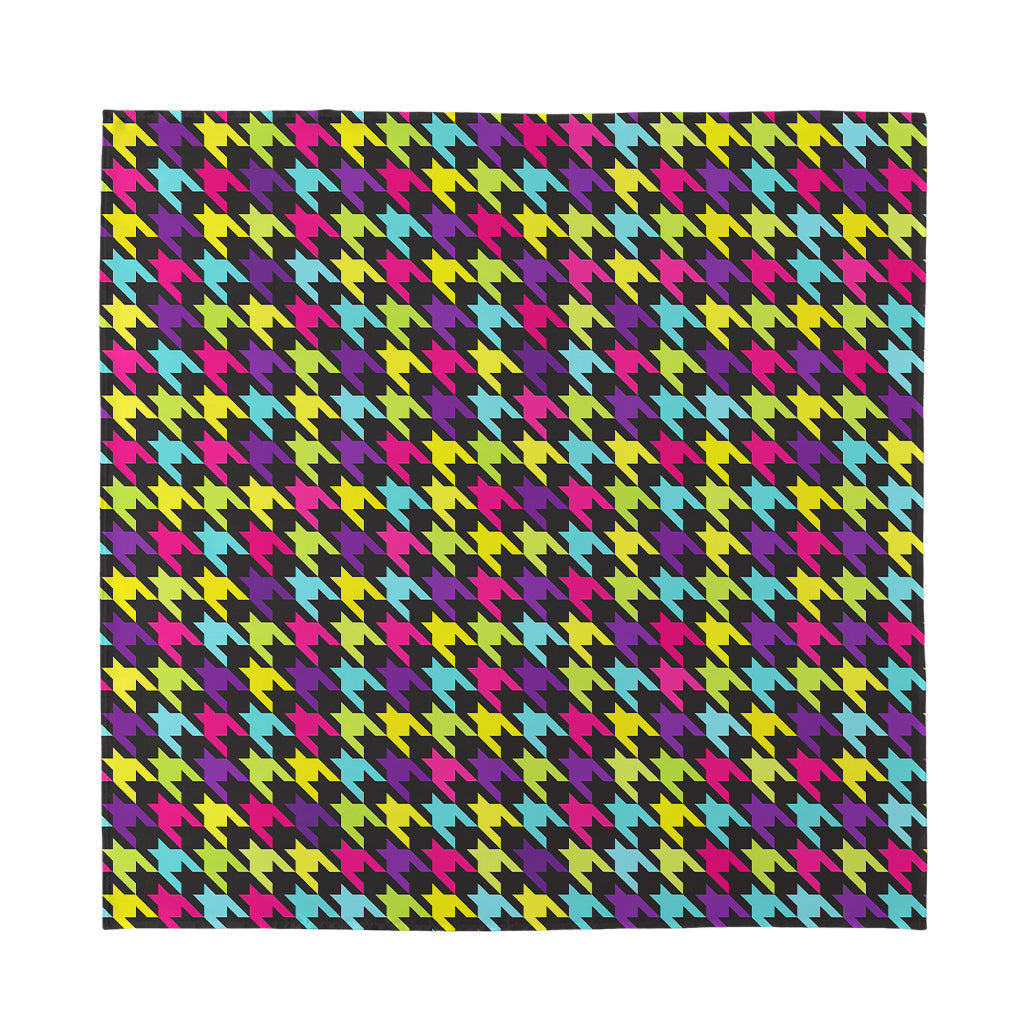Colorful Houndstooth Pattern Print Silk Bandana