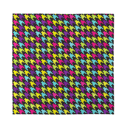 Colorful Houndstooth Pattern Print Silk Bandana