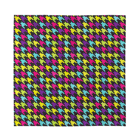 Colorful Houndstooth Pattern Print Silk Bandana