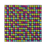 Colorful Houndstooth Pattern Print Silk Bandana