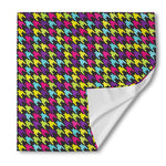 Colorful Houndstooth Pattern Print Silk Bandana