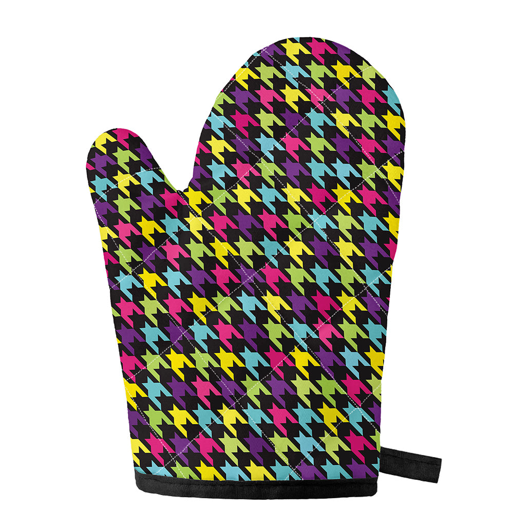 Colorful Houndstooth Pattern Print Single Oven Mitt