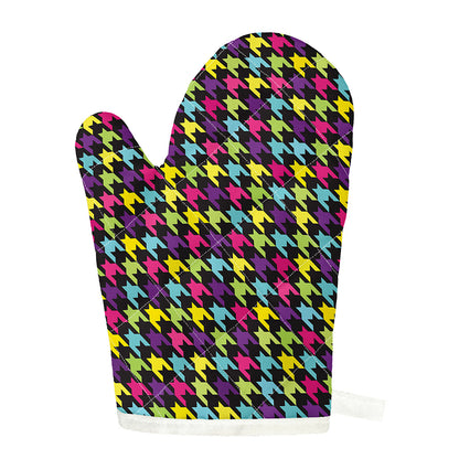 Colorful Houndstooth Pattern Print Single Oven Mitt