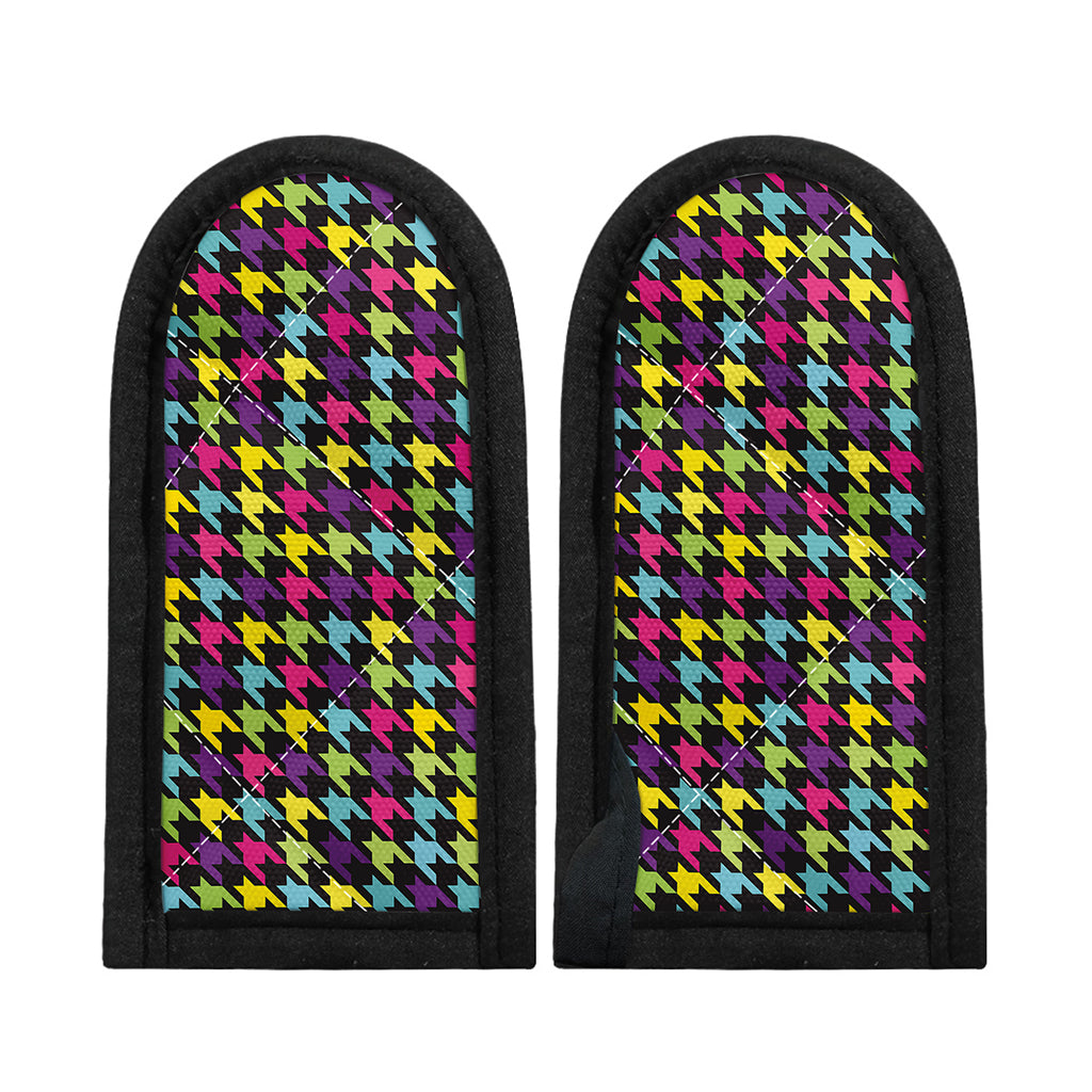 Colorful Houndstooth Pattern Print Skillet Handle Cover
