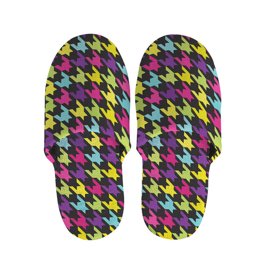 Colorful Houndstooth Pattern Print Slippers