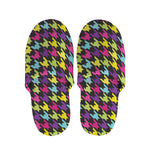 Colorful Houndstooth Pattern Print Slippers