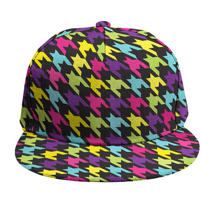 Colorful Houndstooth Pattern Print Snapback Cap