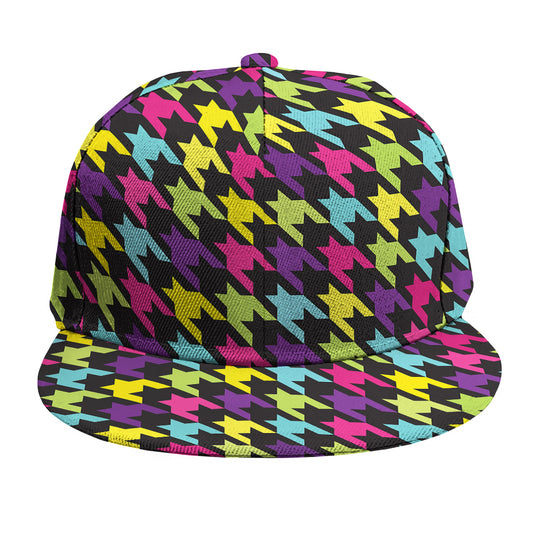 Colorful Houndstooth Pattern Print Snapback Cap