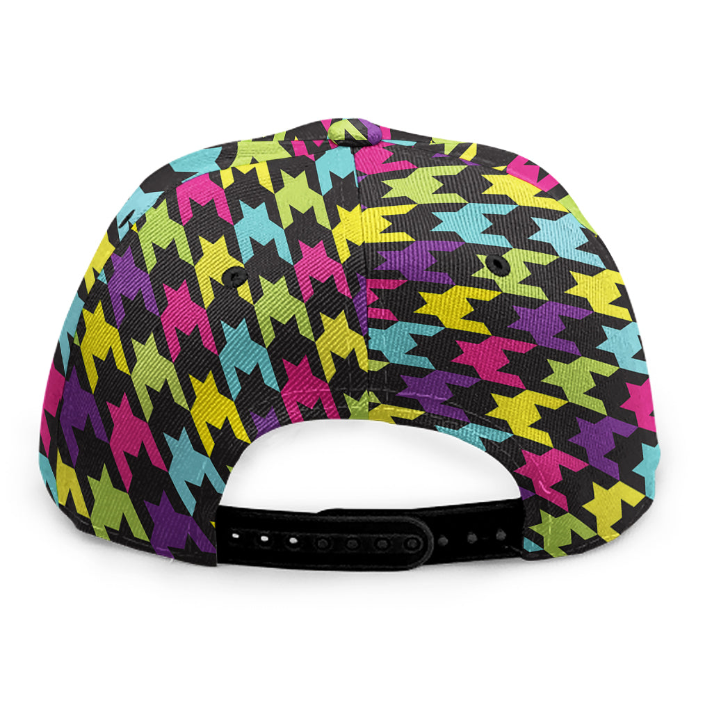 Colorful Houndstooth Pattern Print Snapback Cap