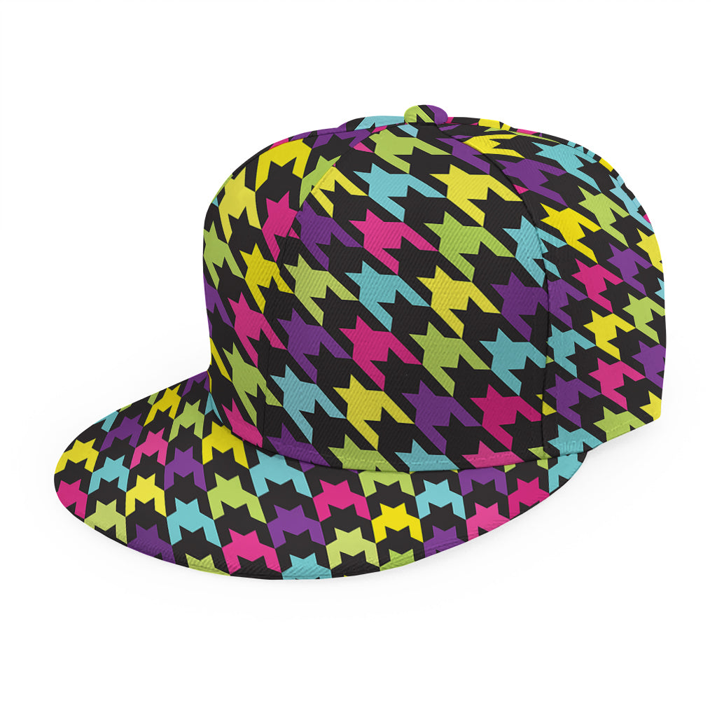 Colorful Houndstooth Pattern Print Snapback Cap