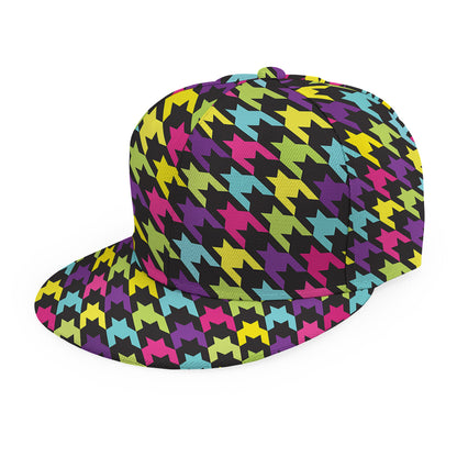 Colorful Houndstooth Pattern Print Snapback Cap