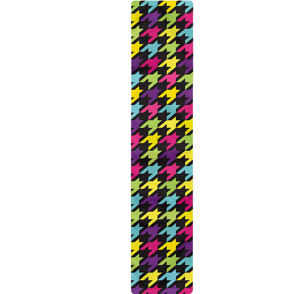 Colorful Houndstooth Pattern Print Table Runner