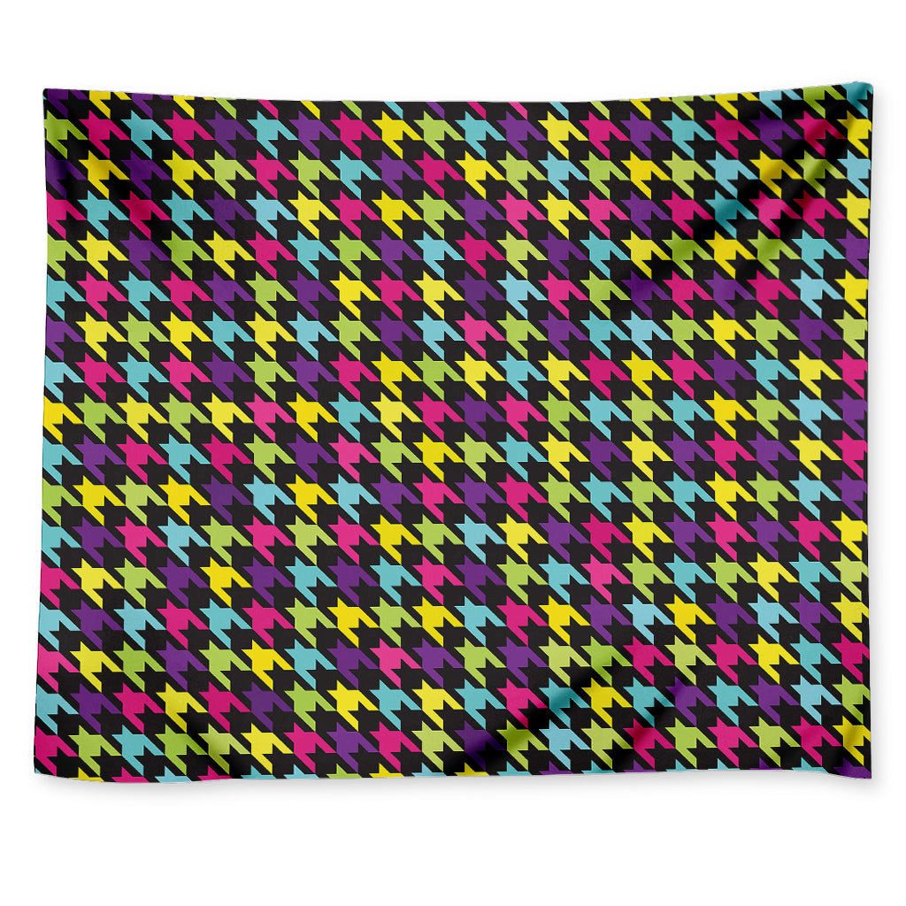 Colorful Houndstooth Pattern Print Tapestry