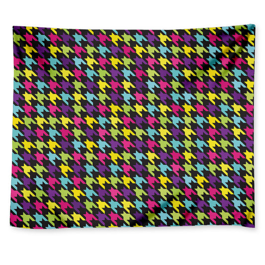 Colorful Houndstooth Pattern Print Tapestry