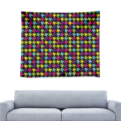 Colorful Houndstooth Pattern Print Tapestry