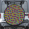 Colorful Houndstooth Pattern Print Tire Cover