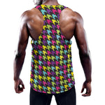 Colorful Houndstooth Pattern Print Training Tank Top