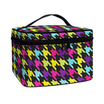 Colorful Houndstooth Pattern Print Travel Makeup Bag