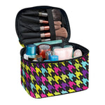 Colorful Houndstooth Pattern Print Travel Makeup Bag