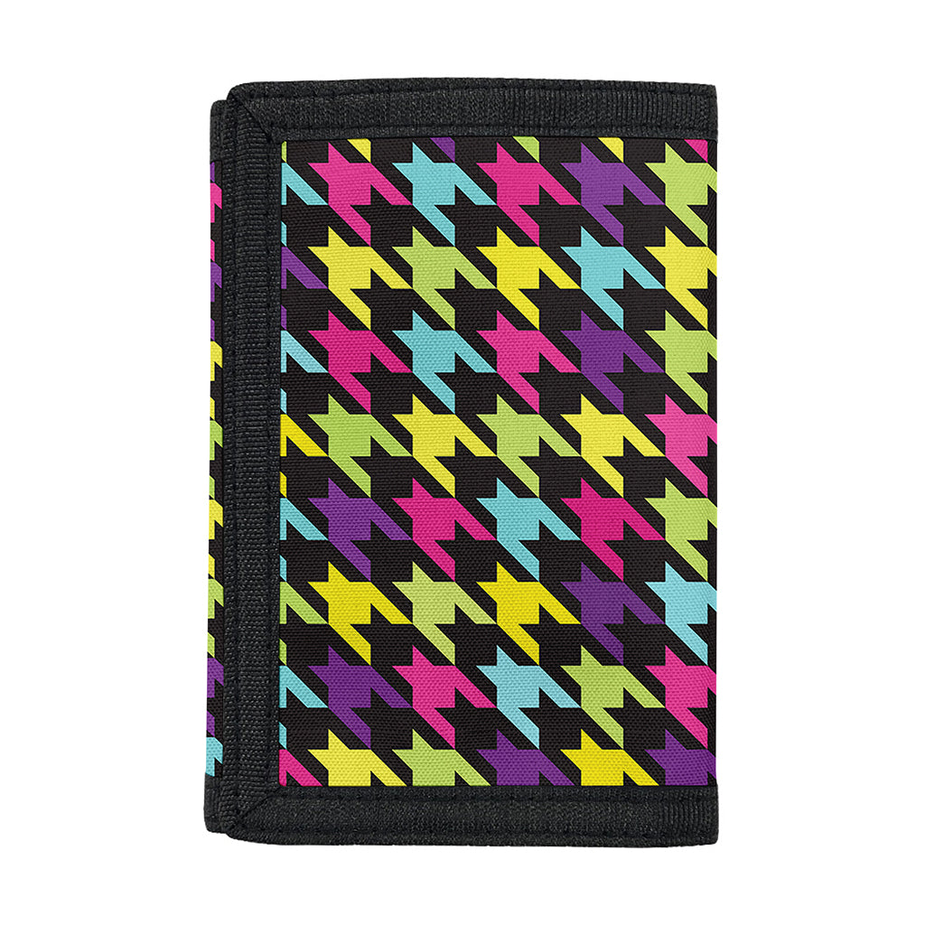Colorful Houndstooth Pattern Print Trifold Wallet