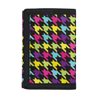 Colorful Houndstooth Pattern Print Trifold Wallet