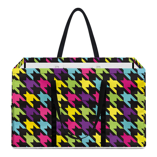 Colorful Houndstooth Pattern Print Utility Tote Bag
