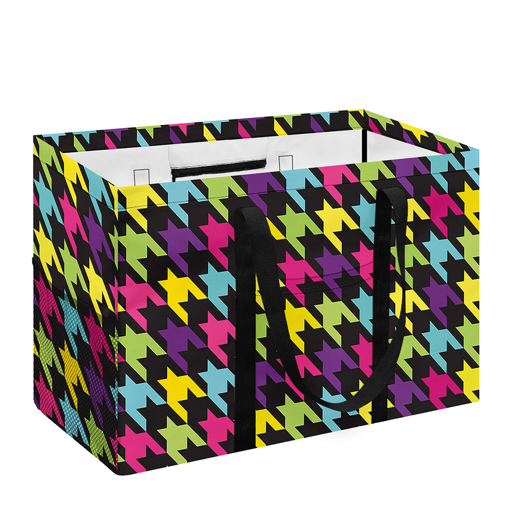 Colorful Houndstooth Pattern Print Utility Tote Bag