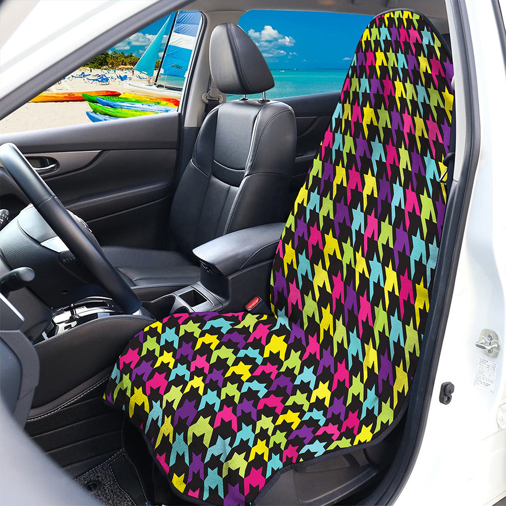 Colorful Houndstooth Pattern Print Waterproof Car Seat Cover