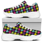 Colorful Houndstooth Pattern Print White Chunky Shoes