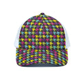 Colorful Houndstooth Pattern Print White Mesh Trucker Hat