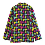 Colorful Houndstooth Pattern Print Women's Blazer